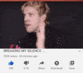 a video of a man is titled breaking my silence and has 52k views