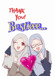 a thank you bestiee card with two girls