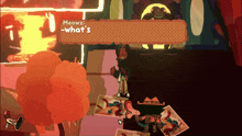 a cartoon character in a video game says meowz -what 's