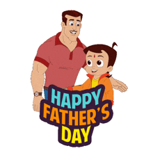 a happy father 's day sign with a man and child