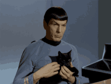 Spock Pets A Cat GIF