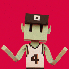 a cartoon character wearing a basketball jersey with the number 4 on it