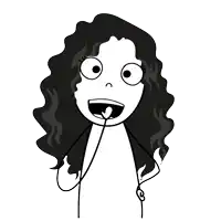 a cartoon drawing of a woman with curly hair
