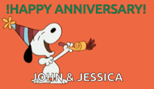 Happy Anniversary Celebration Snoopy Peanuts Charlie Brown GIF