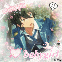a picture of a boy with the words cutie pie babygirl