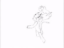 a black and white drawing of a person with a sword