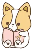 a cartoon of a dog reading a book