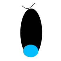 a cartoon mouth with a blue circle in the middle