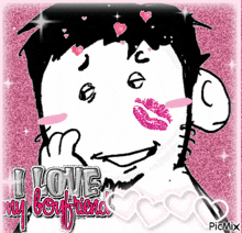 a picture of a cartoon character that says ' i love my boyfriend ' on it