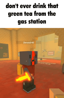 denatdr40 is a minecraft character holding a light saber