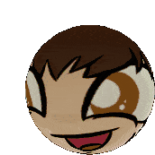 a close up of a cartoon face with big eyes