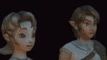 a man and a woman are standing next to each other in a video game