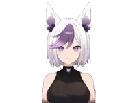 a girl with white hair and purple highlights is wearing a fox mask on her head