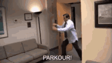 Parkour GIF - Michael Scott Flip Couch GIFs