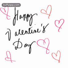 a happy valentine 's day greeting card with hearts