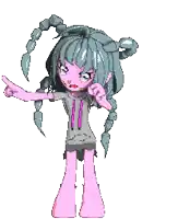a pixel art drawing of a girl with scorpions on her head