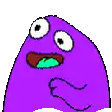 a green cartoon character with big eyes and a big smile on his face .
