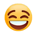 a laughing emoji with closed eyes and a big smile .