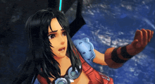 a girl in a video game has a surprised expression on her face