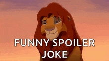 a lion with the words funny spoiler joke behind it