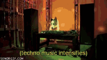 rave techno dogs dance party