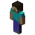 a pixel art of a minecraft character with a blue shirt and blue pants .