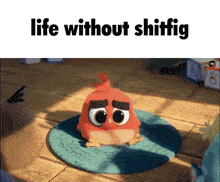 a picture of an angry bird with the words life without shiffig above it