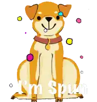 a cartoon of a dog with the words i 'm spun on the bottom