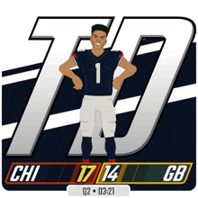 a cartoon of a football player with the number 1 on his shirt
