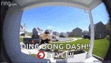 a ring.com doorbell shows a man standing on the porch and says ding dong dash style
