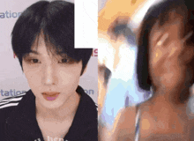 a close up of a man 's face next to a close up of a woman