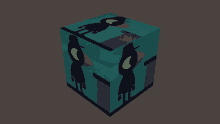 a cube with a picture of a cartoon character on it