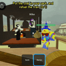 a screenshot of a game that says " put the coal in your sack "