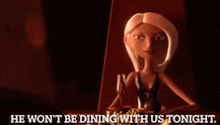 a doll is sitting in front of a red curtain and says he hopes you 'll understand .