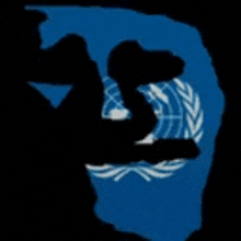 a silhouette of a person standing in front of a united nations flag