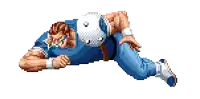 a pixel art illustration of a man laying on his back
