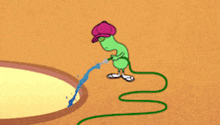 a cartoon of a frog with a hose and the words " this is a problem " below it