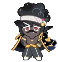 a cartoon character with a mustache wearing a hat and a cape .