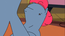 a cartoon drawing of a pony with a red mane