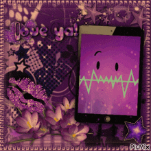 a picture of a tablet with a face on it and the words love ya