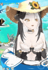 a girl wearing a hat with a sunflower on it is in a game