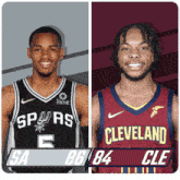 two basketball players one from the spurs and one from cleveland
