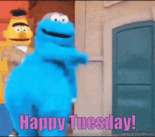 Happy Tuesday Cookie Monster GIF - Happy Tuesday Cookie Monster Dance GIFs