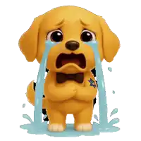 a cartoon dog is crying with tears coming out of his eyes