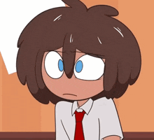 a cartoon character wearing a white shirt and red tie