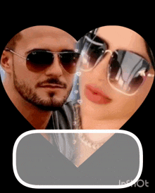 a man and a woman wearing sunglasses are surrounded by a heart