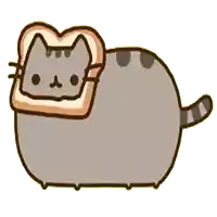 a cartoon cat has a piece of bread on its head