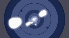 a drawing of a camera lens with a blue sky behind it