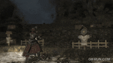 a gif from gifrun.com shows a samurai fighting a demon