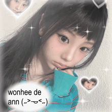 a picture of a girl with wonhee de ann written on the top